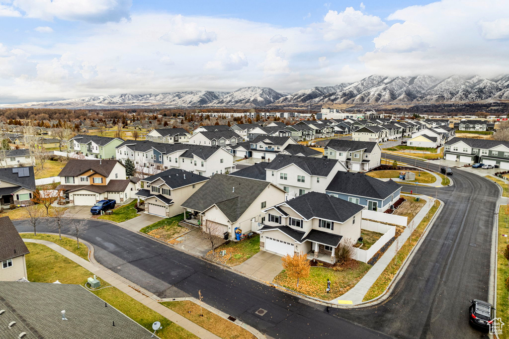 Drone / aerial view with a mountain view