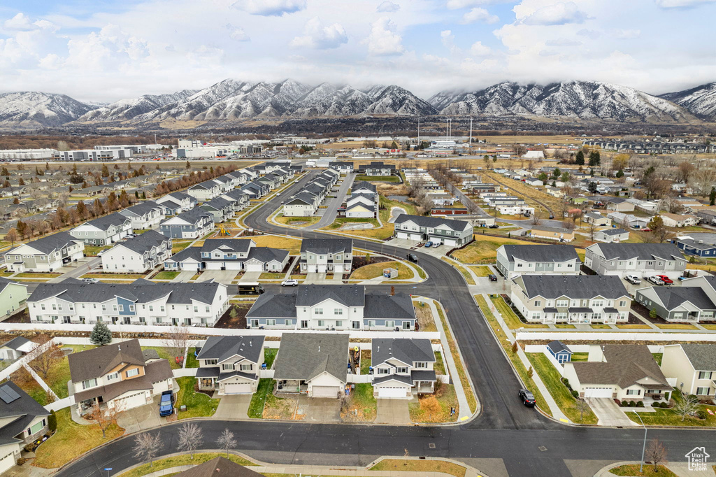 Aerial view featuring a mountain view