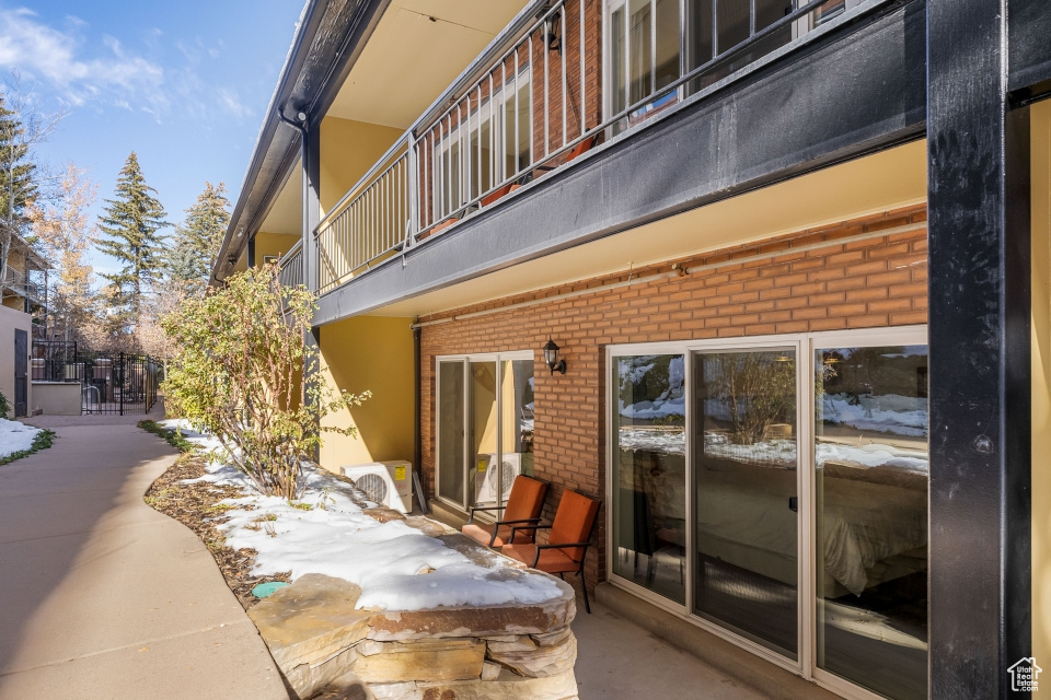 Exterior space with a balcony