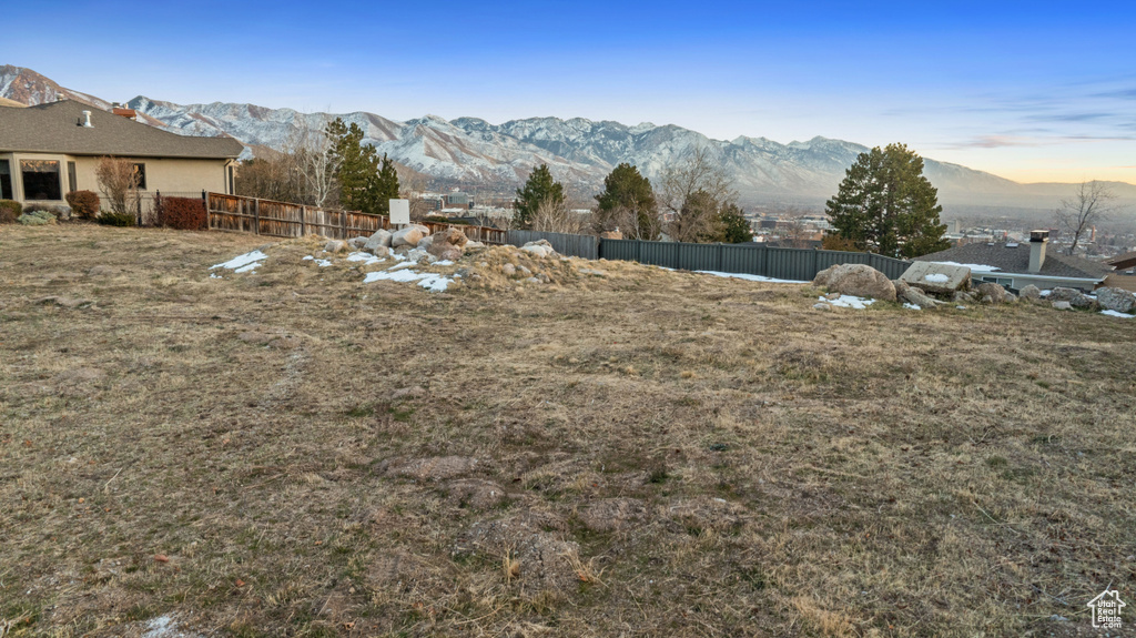 View of yard with a mountain view