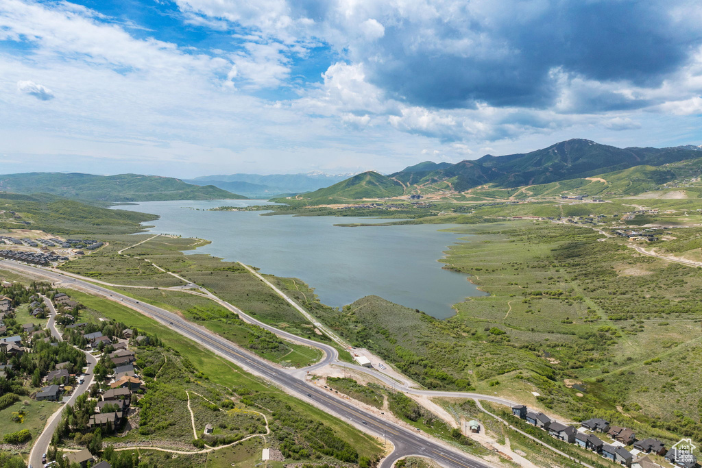 Drone / aerial view of a water and mountain view