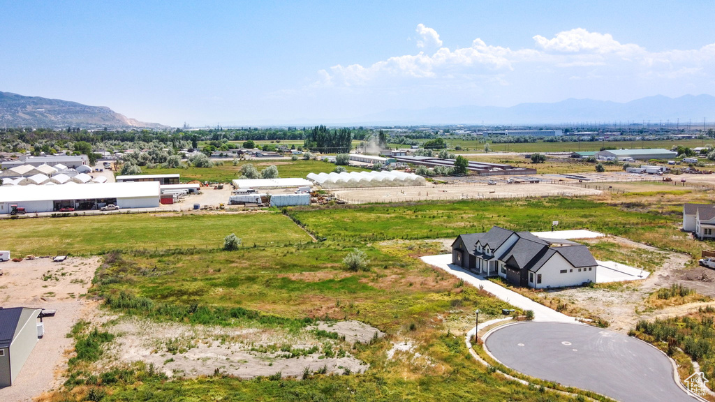 Aerial view featuring a mountain view