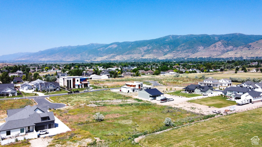 Aerial view featuring a mountain view