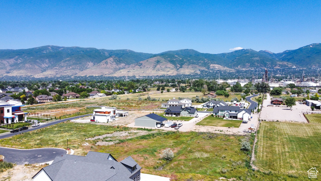 Aerial view featuring a mountain view