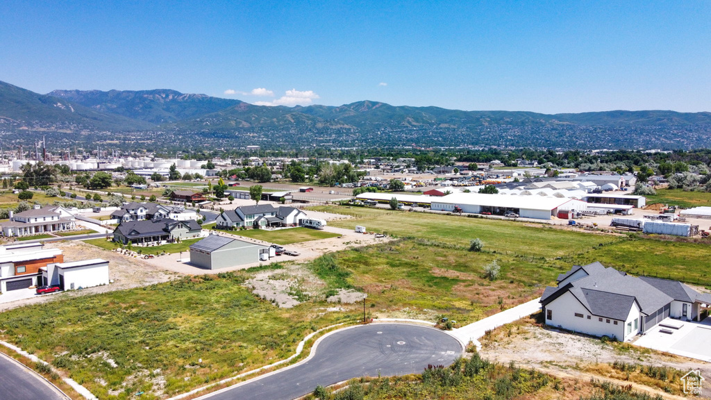 Aerial view featuring a mountain view