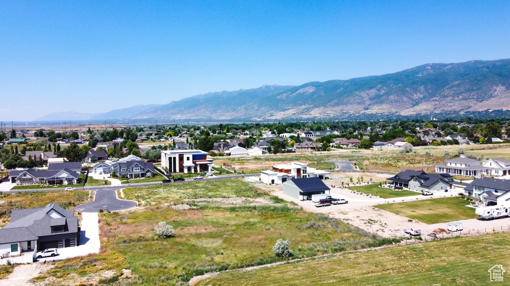 Aerial view featuring a mountain view