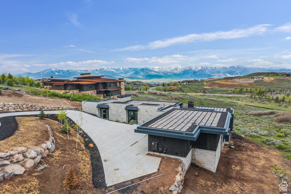 Exterior space with a mountain view
