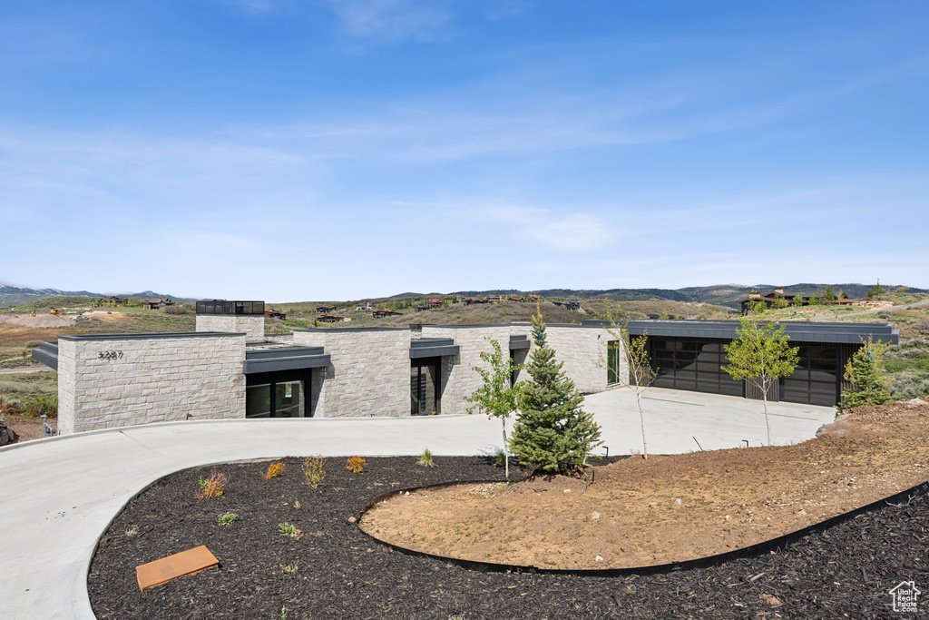 View of home's exterior featuring a mountain view