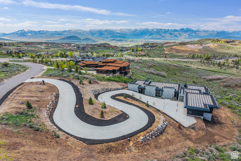 Bird's eye view of a mountain backdrop