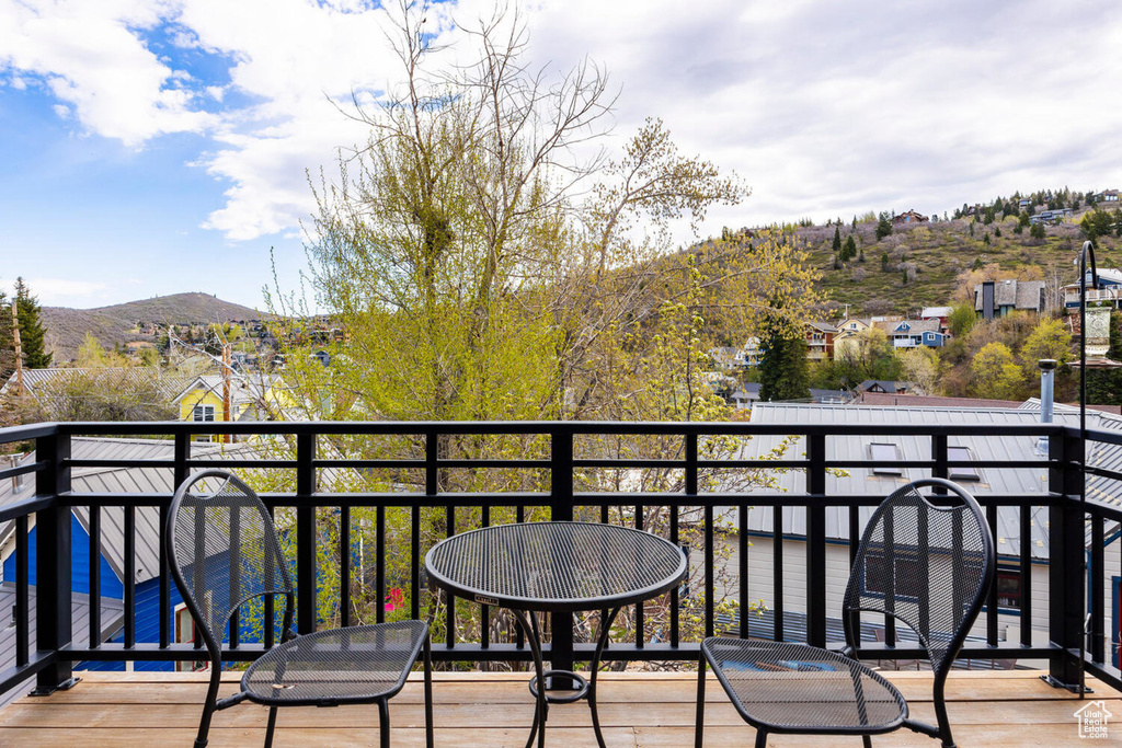 Balcony with a mountain view
