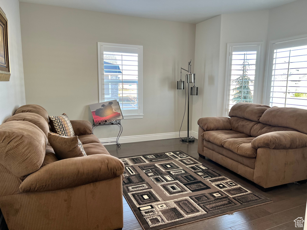 Living room featuring dark hardwood / wood-style floors