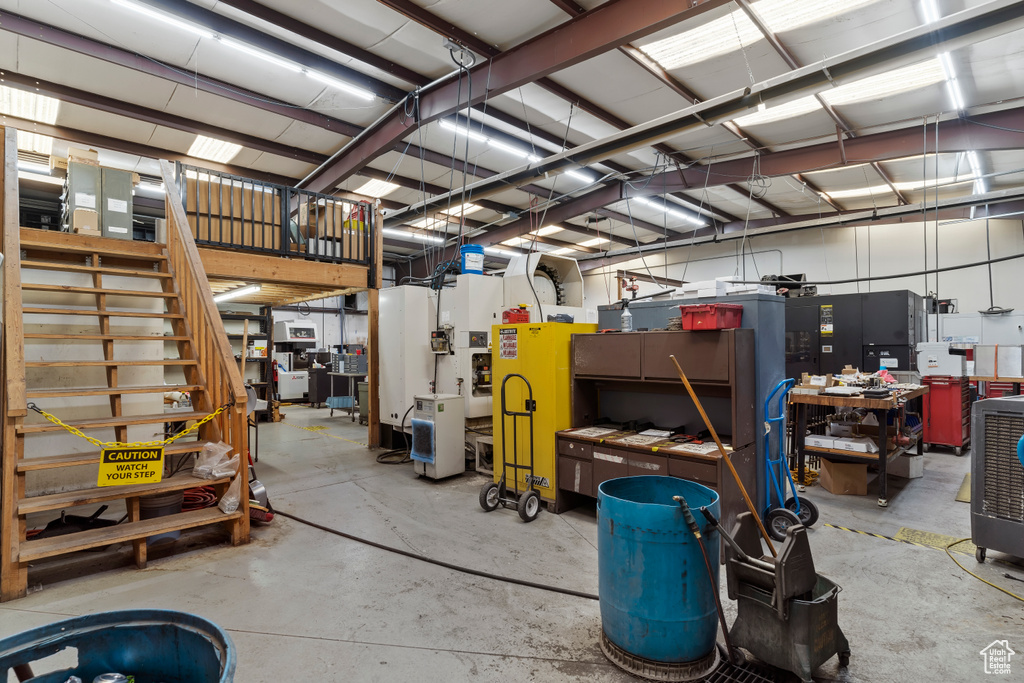 Interior space with a workshop area