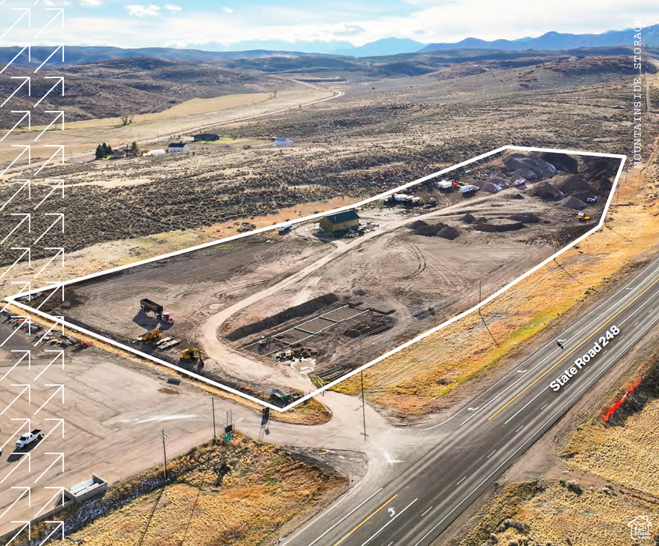 Drone / aerial view with a mountain view