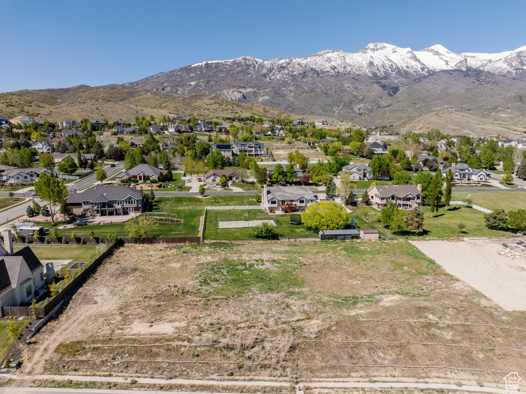 View of mountain background with nearby suburban area