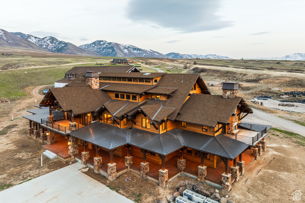 View from above of property featuring mountains