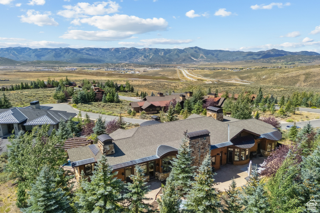 View from above of property with mountains