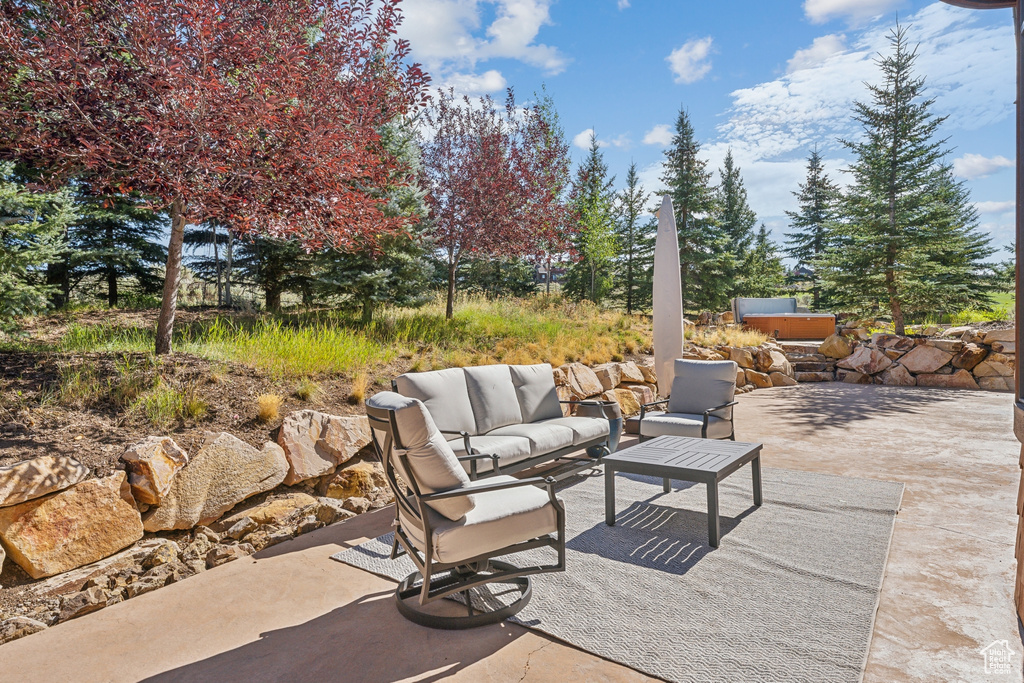 View of patio with outdoor lounge area