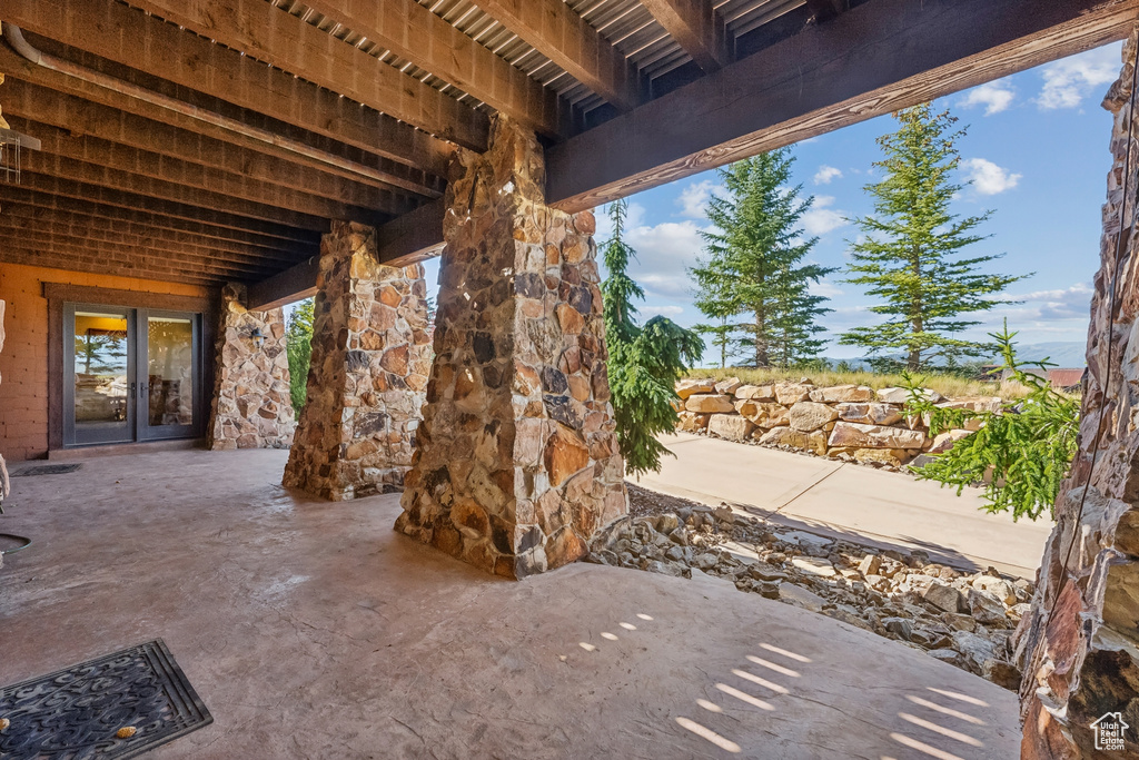 View of patio featuring french doors