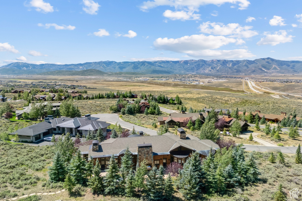Aerial view of a mountain backdrop