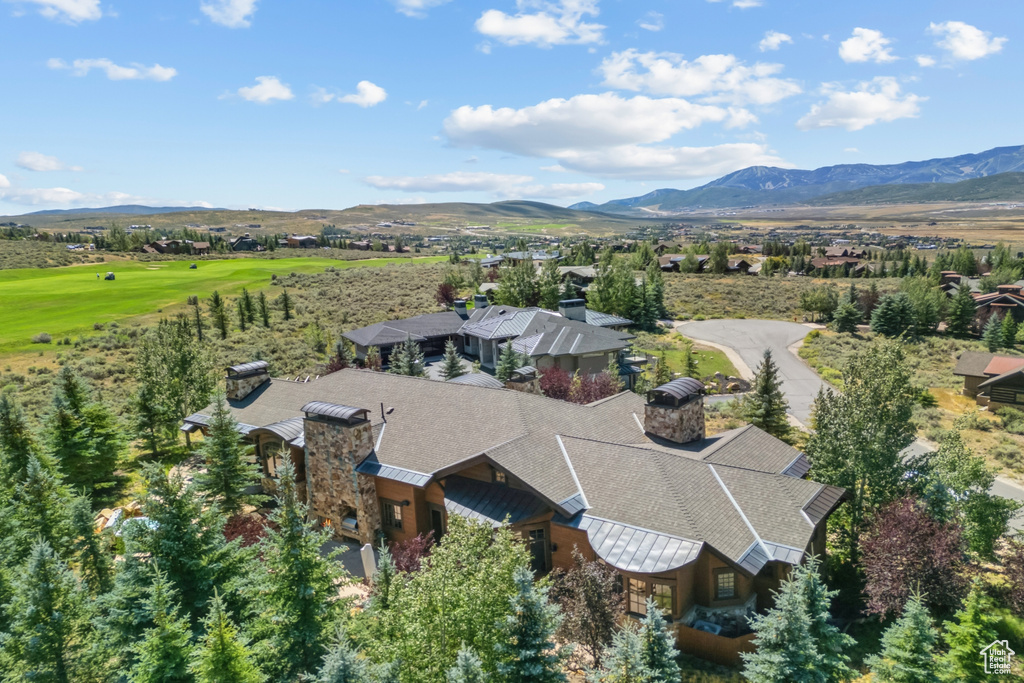 View from above of property with mountains