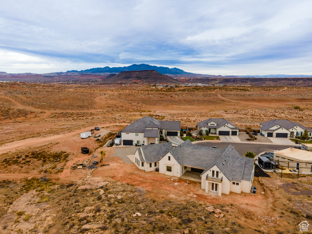 Aerial view featuring a mountain view