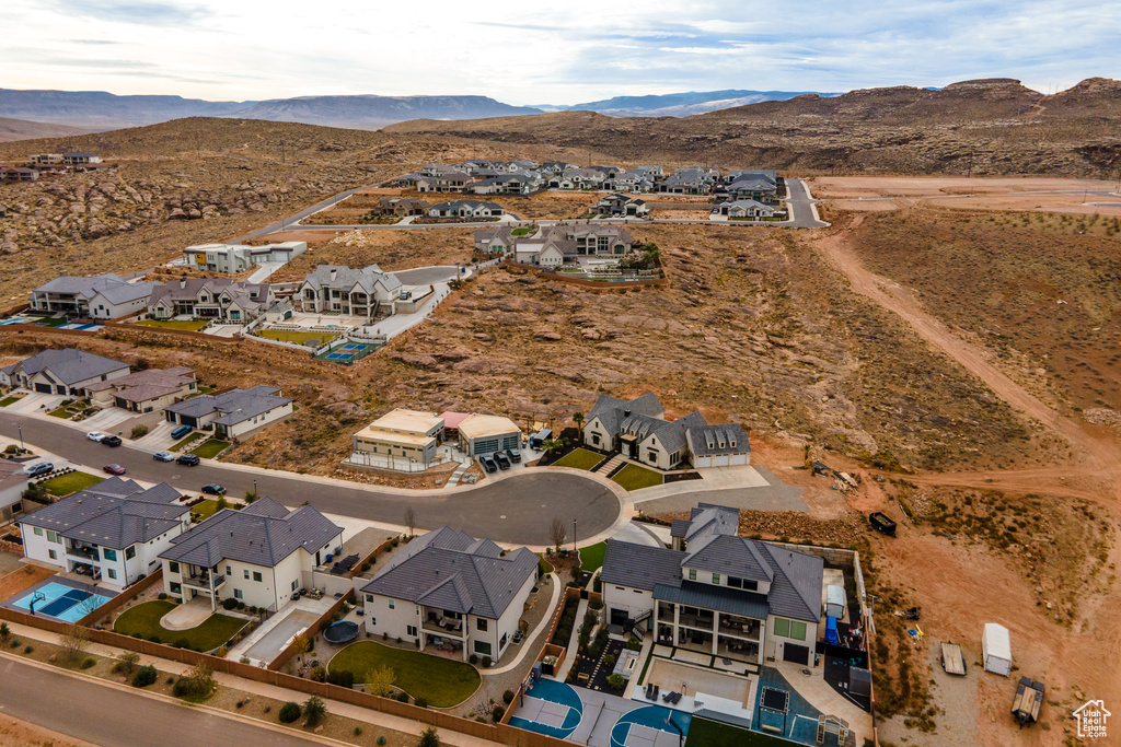 Bird's eye view featuring a mountain view