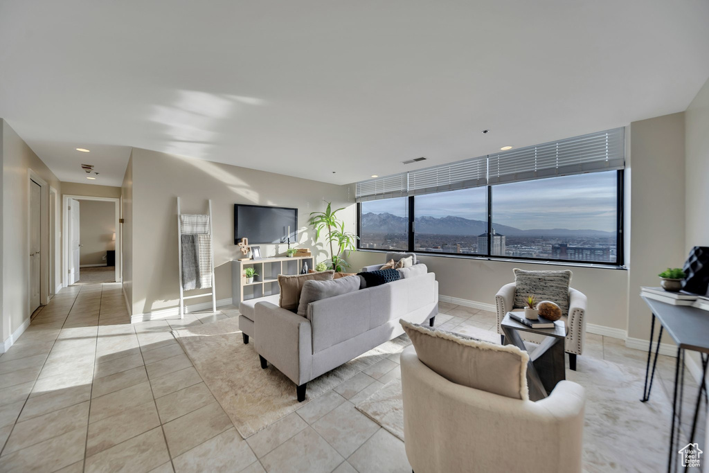 View of tiled living room