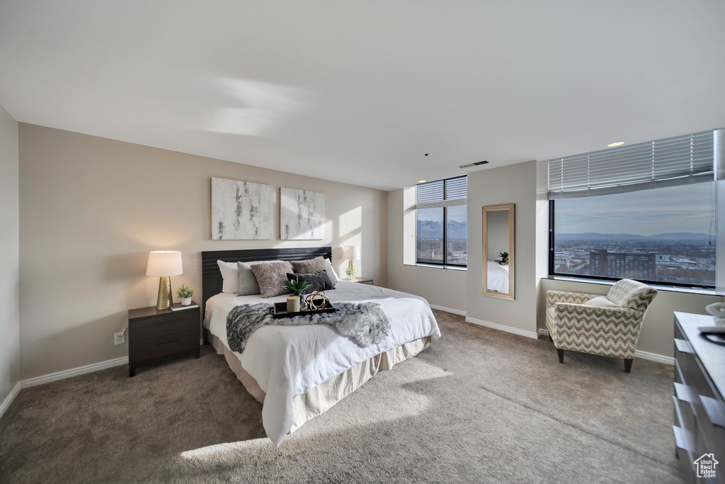 Bedroom with carpet floors