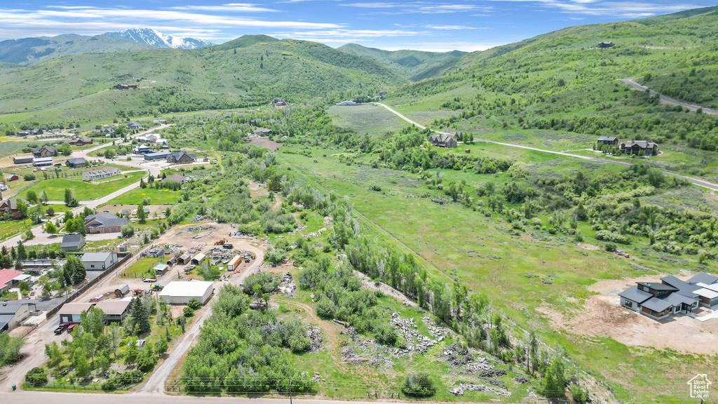 Aerial view featuring a mountain view