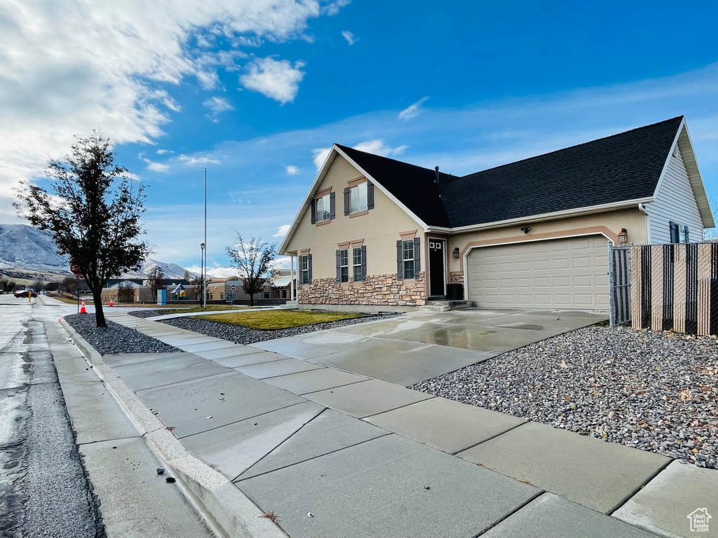 View of front of house with a garage