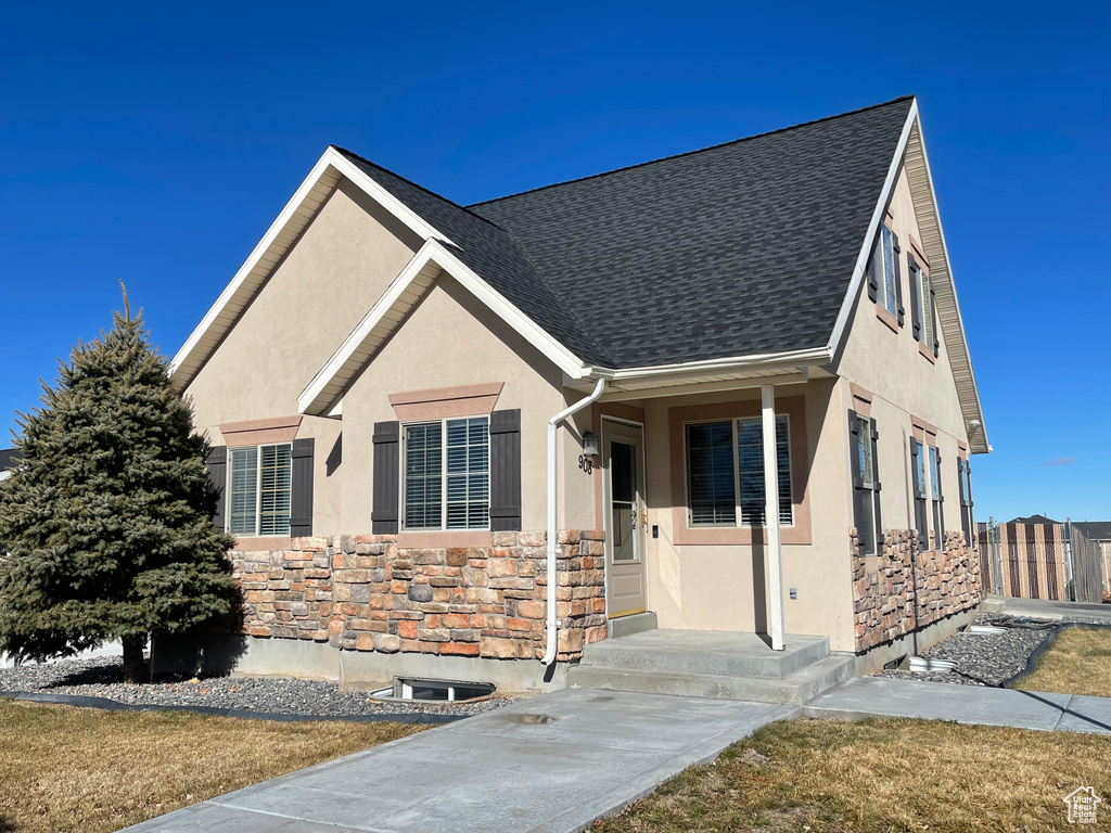 View of front of home with a front lawn