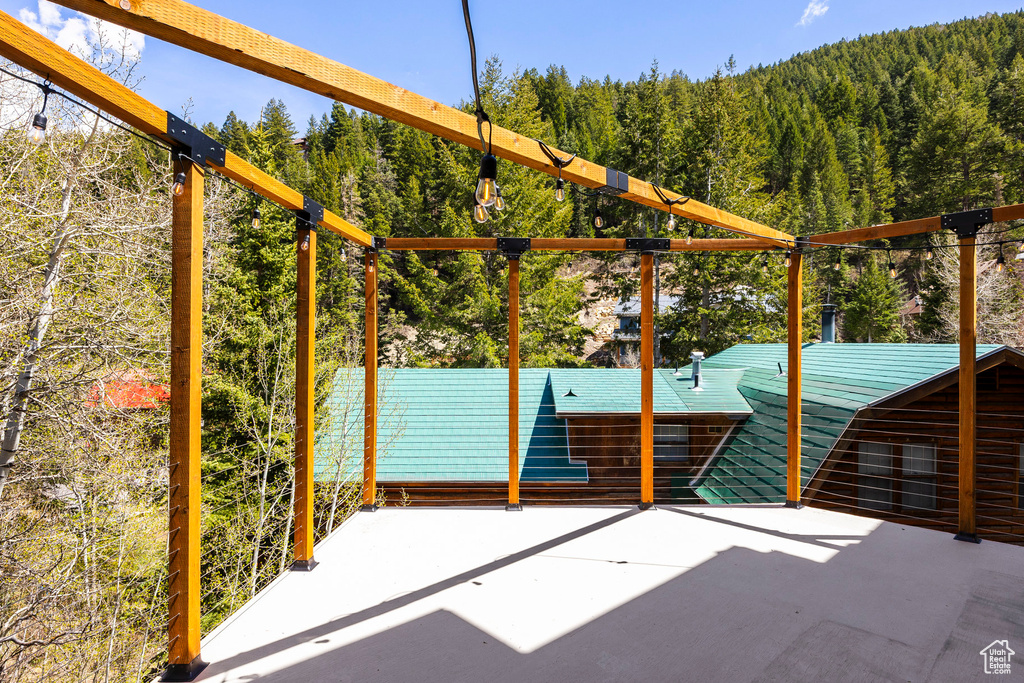 Exterior space with a forest view