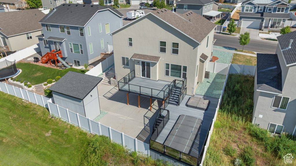 Aerial view of residential area