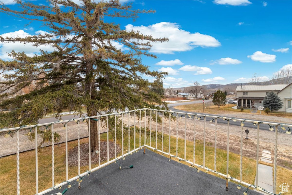 Balcony with a mountain view