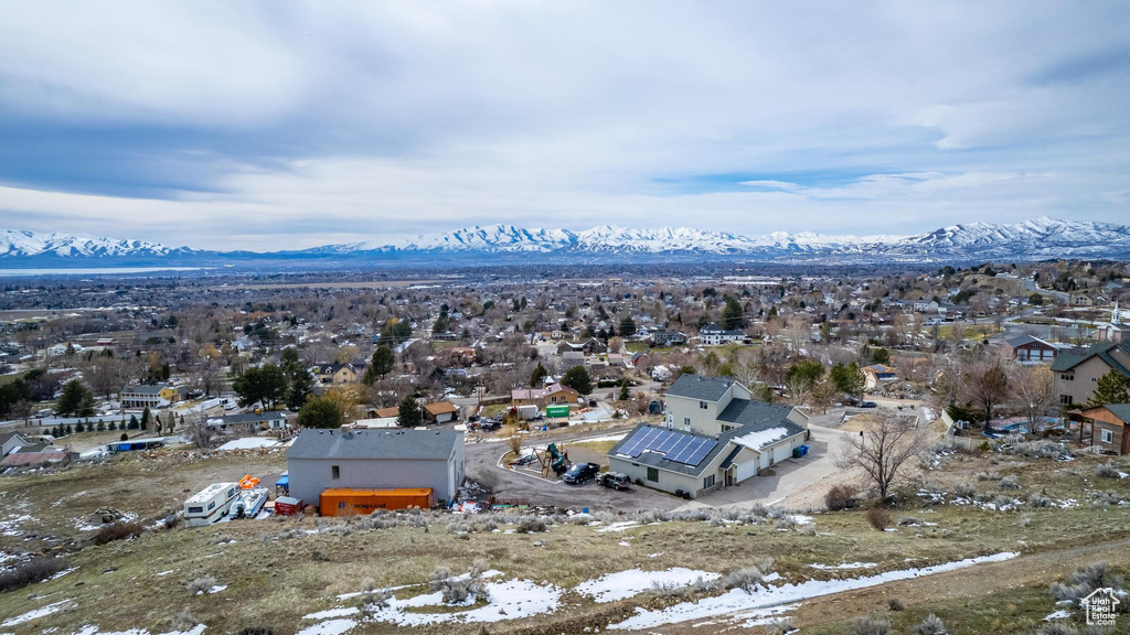 Aerial view featuring a mountain view