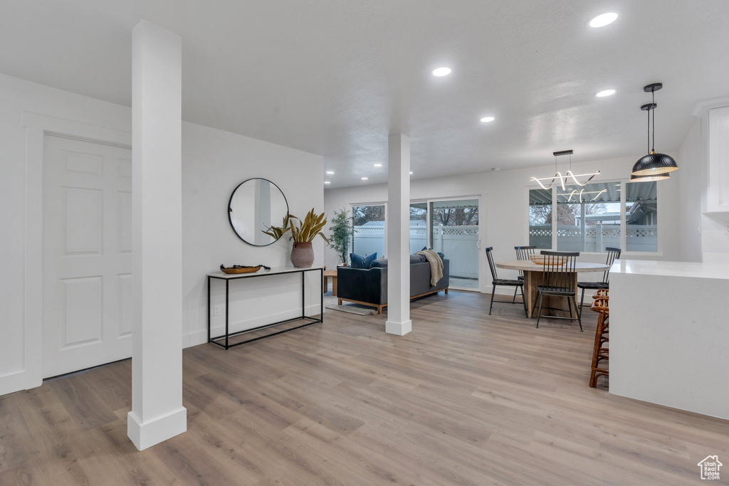 Interior space featuring light hardwood / wood-style flooring