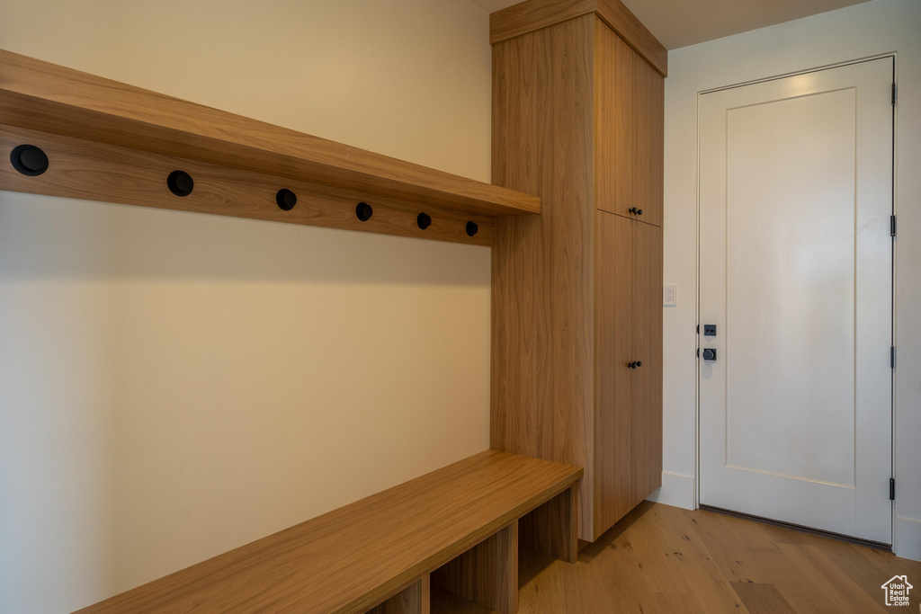 Mudroom featuring light hardwood / wood-style floors