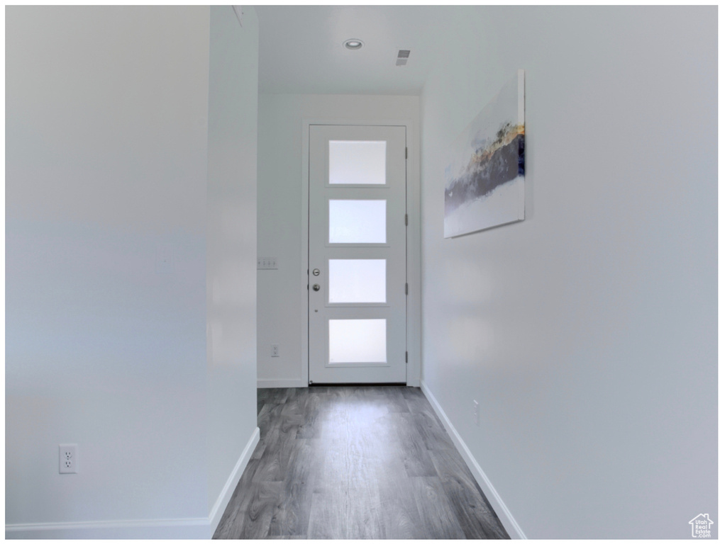 Entryway featuring wood-type flooring