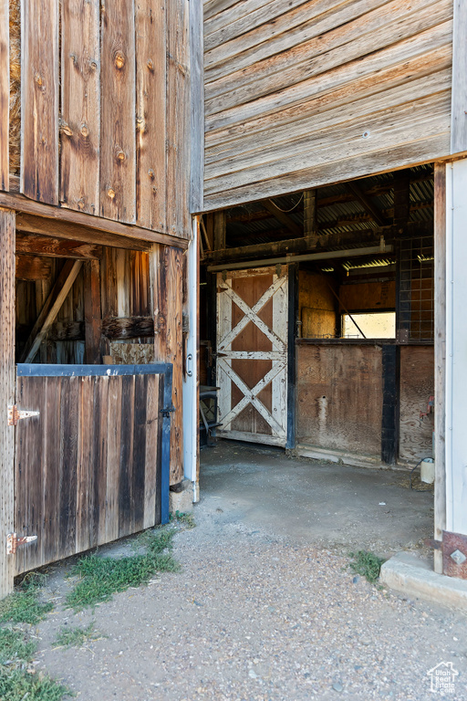 View of horse barn