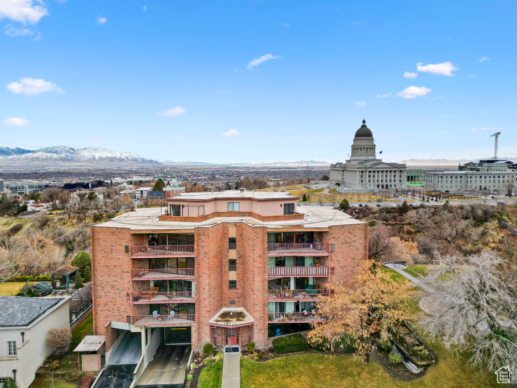 View of building exterior with a mountain view