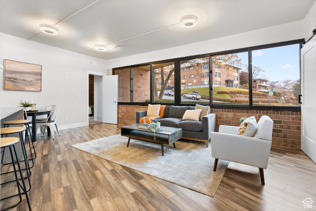 Living room featuring hardwood / wood-style floors