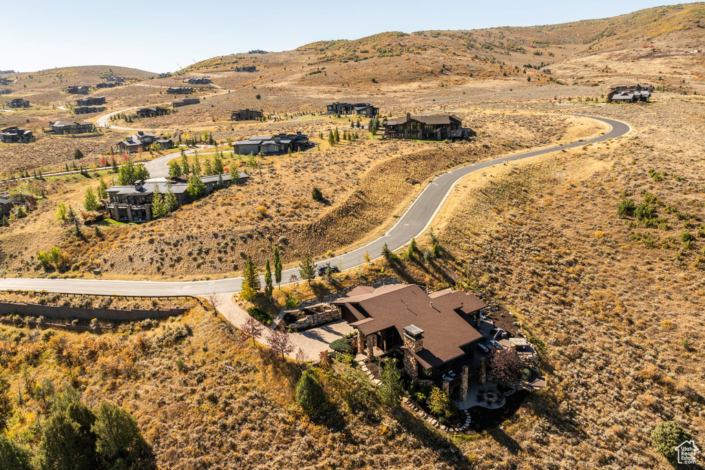 Drone / aerial view with a mountain view