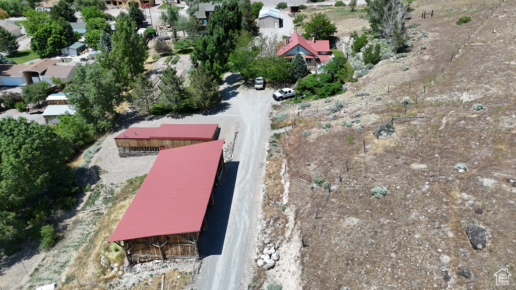 Aerial perspective of suburban area