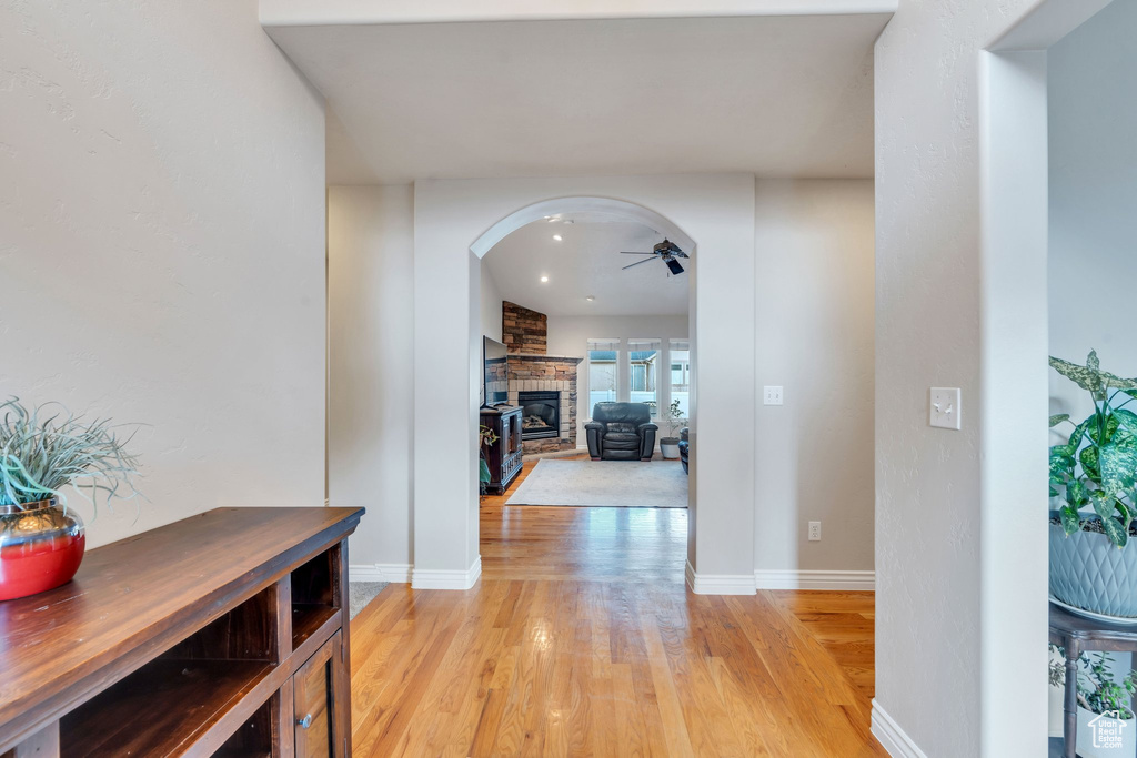 Hall with light wood-type flooring