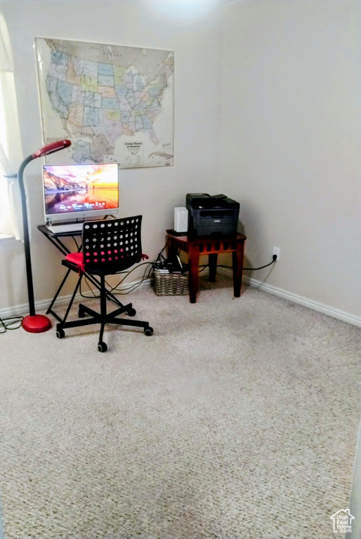 Office featuring carpet floors and baseboards