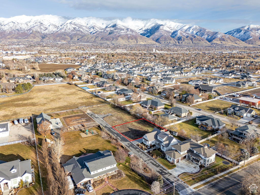 Bird\'s eye view featuring a mountain view