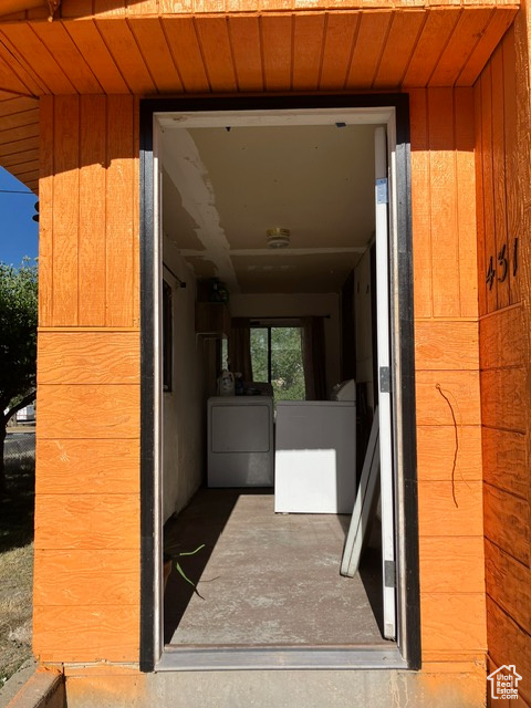 Exterior space featuring washer / dryer