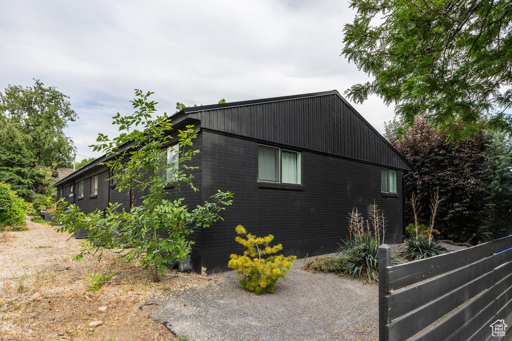 View of home\'s exterior with brick siding