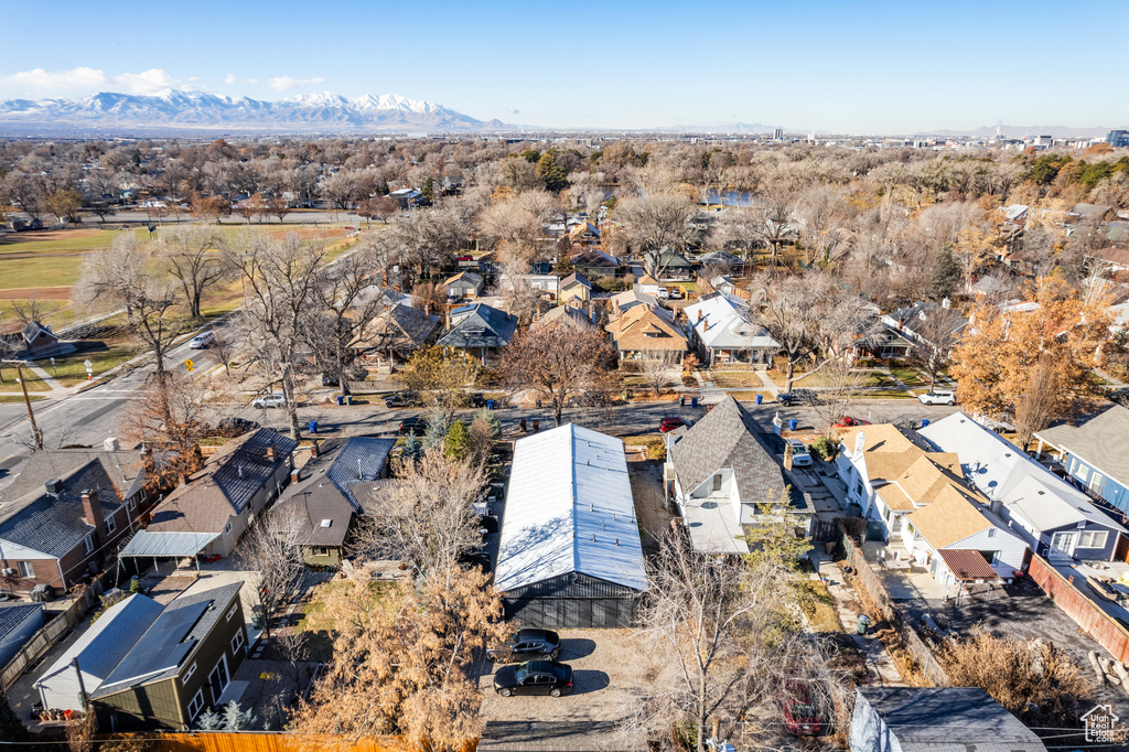 Drone / aerial view with a mountain view
