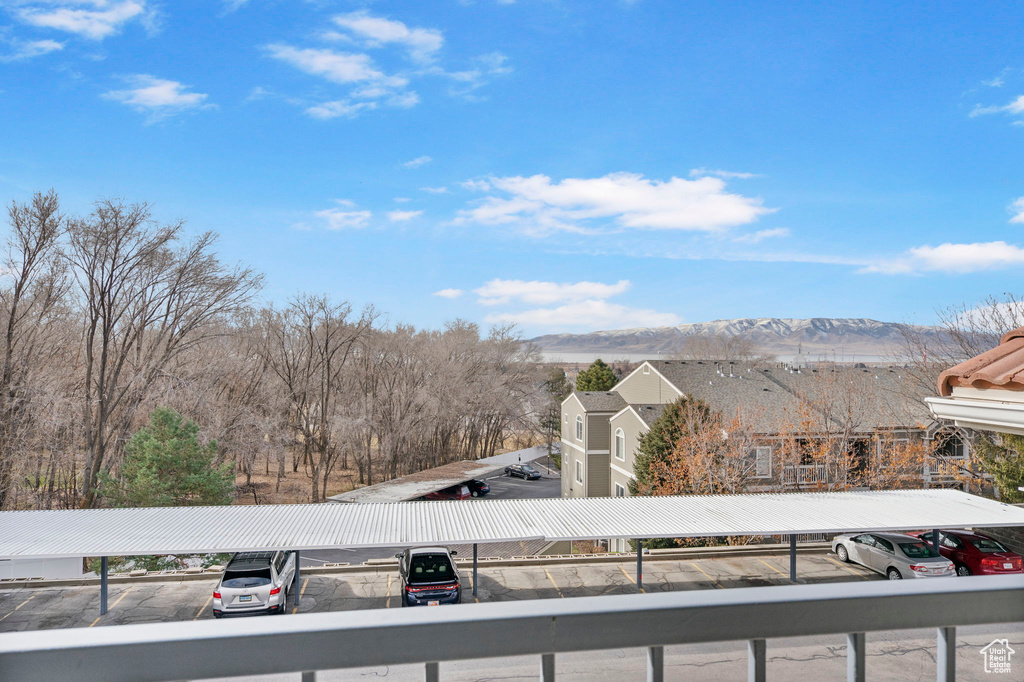 Exterior space featuring a mountain view